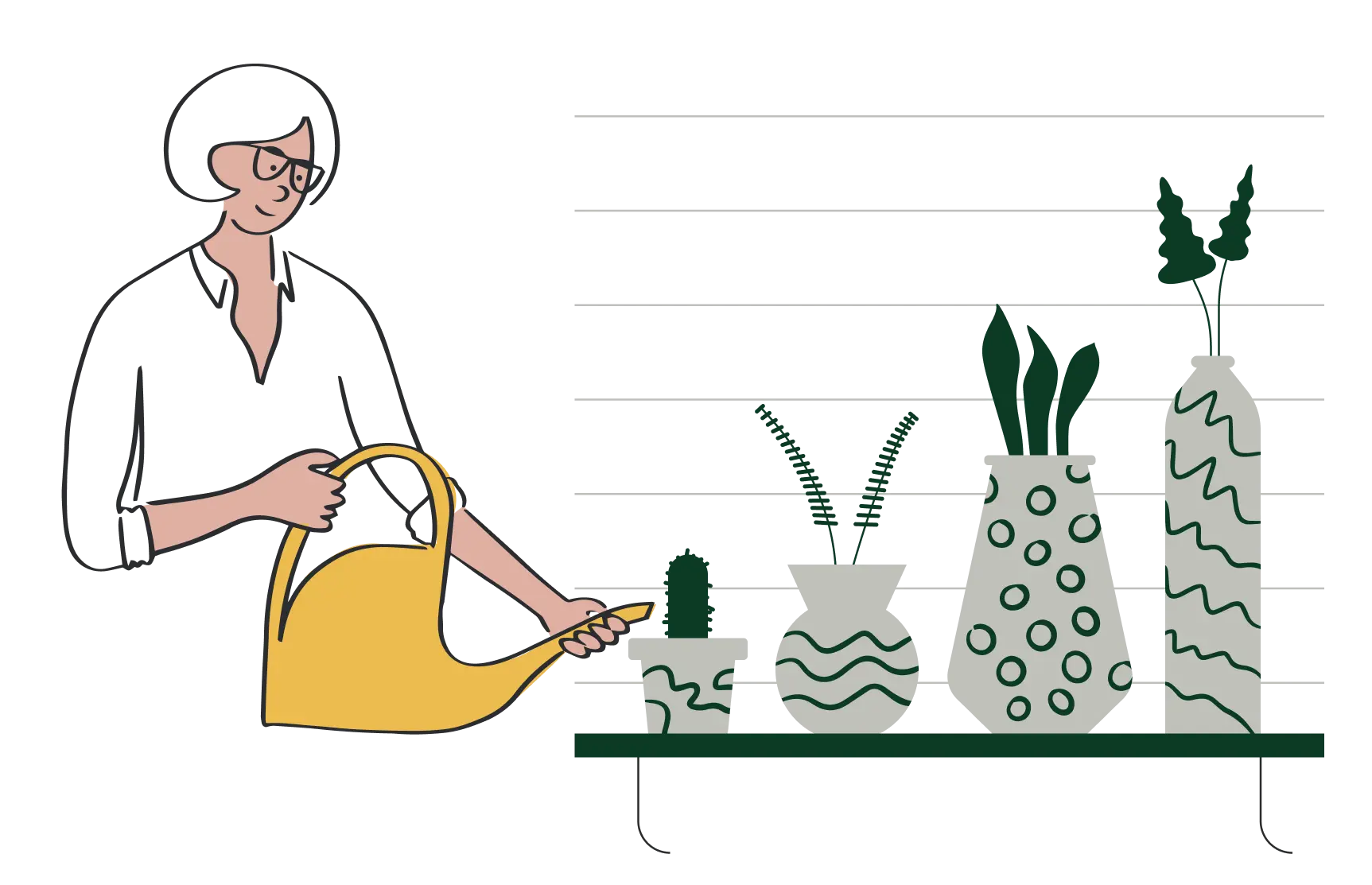 woman taking care of plants